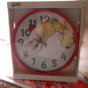 Dr Seuss’s The Grinch that Stole Christmas Red and Green Cartoon Wall Clock-NEW